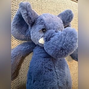 JELLYCAT Medium Bashful Elephant Navy Blue 12” White Tusks Plush Toy RETIRED